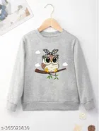 Cotton Blend Sweatshirt for Girls (Grey, 2-3 Years)