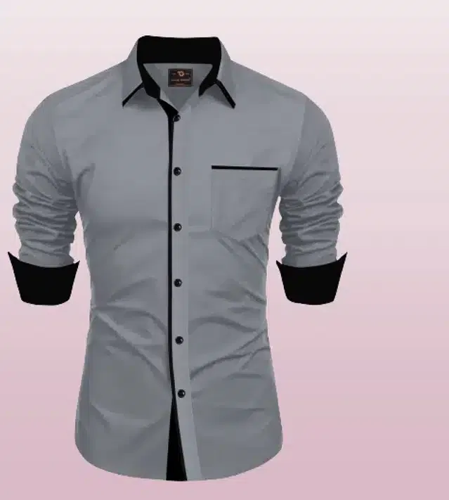 Full Sleeves Shirt for Men (Grey, XXL)
