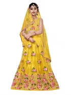 Net Embroidered Semi Stitched Lehenga for Girls 