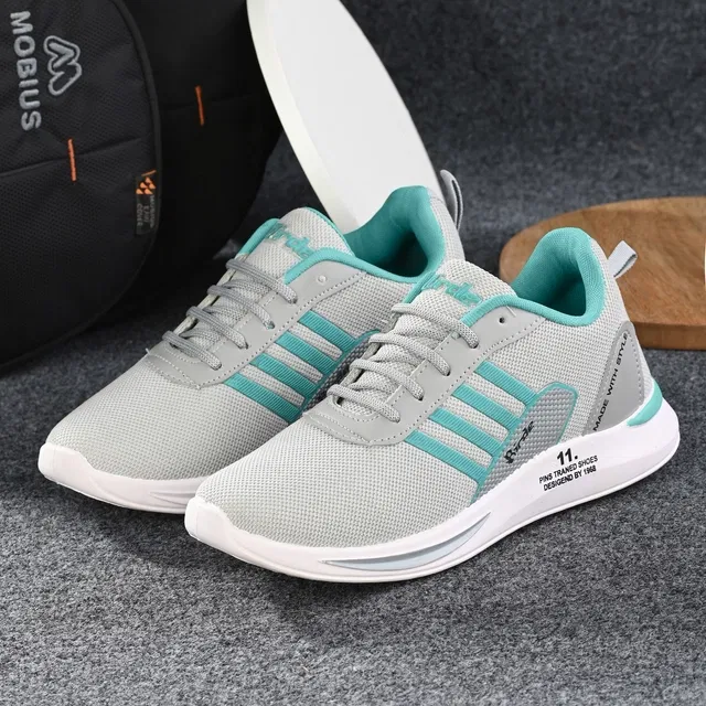 Sports Shoes for Men (Grey & White, 10)
