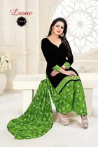 Sharda Elegant Leon Crepe Women Printed Unstitched Casual Dress Material Suit 