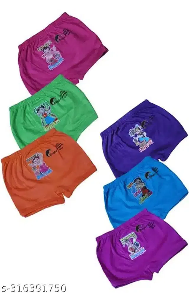 Cotton Innerwear Shorts for Kids (Multicolor, 0-3 Months) (Pack of 6)
