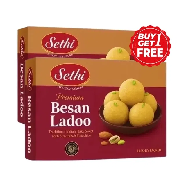 सेठी बेसन लड्डू 2X200 g (बय 1 गेट 1 फ्री)