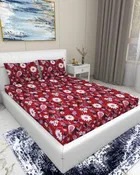 Arch Fab Maroon White Paisley Flower Double Bedsheet 88X90 Inch