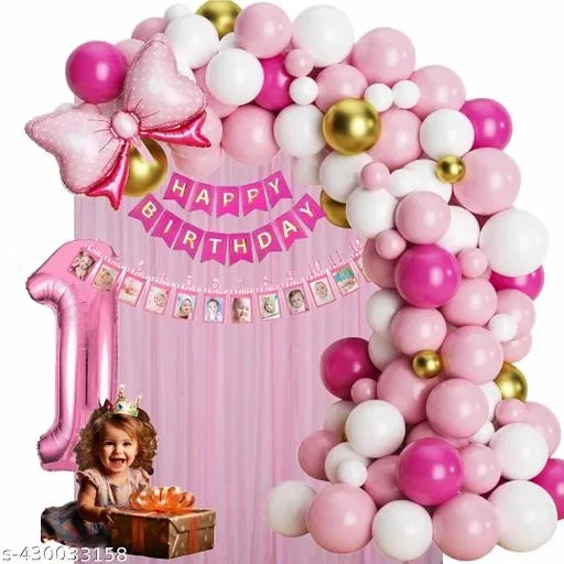 43 Pcs Birthday Decoration Kit for Girls, Multicolour, Set of 1