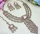 Mehandi Finish Gold Shadow Sparkle Necklace Set for Women 