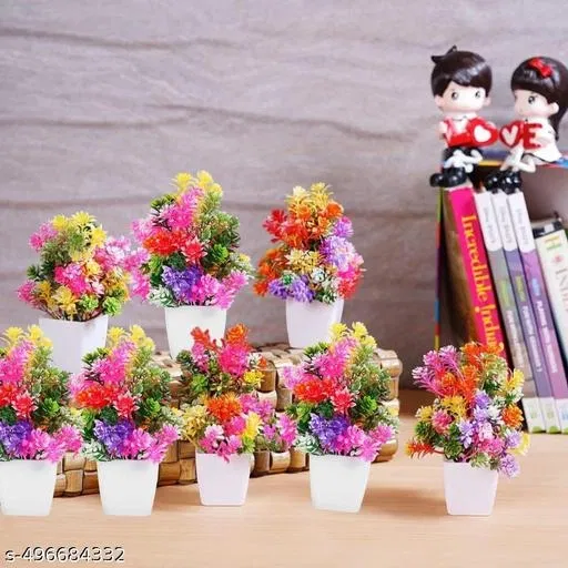Plastic Artificial Flowers, Multioclor, Pack of 6