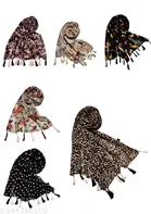 Poly Chiffon Scarves for Women, White, Pack of 6