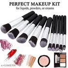 10 Piece Premium Makeup Brushes Set + 6 Piece Makeup Sponges 