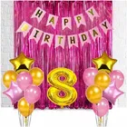 8th Happy Birthday Balloon Decoration,Pink,Set Of 1