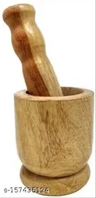 Wooden Carved Mortar & Pestle 