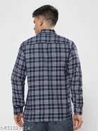 Cotton Blend Checked Shirts for Men, Blue 