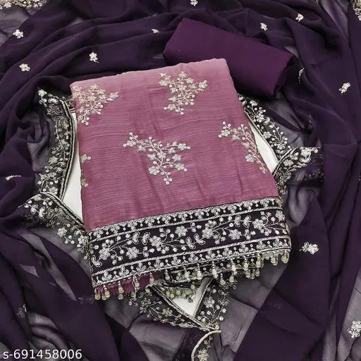 Embroidered Anarkali Suit for Women (Pink, Un Stitched)