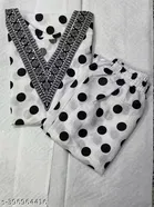 Rayon Printed Goal Squence V-Neck Kurta set for women 