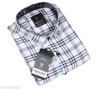 Polycotton Checked Shirts for Men, White 
