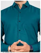 Cotton Blend Solid Shirt for Men, R.Blue 