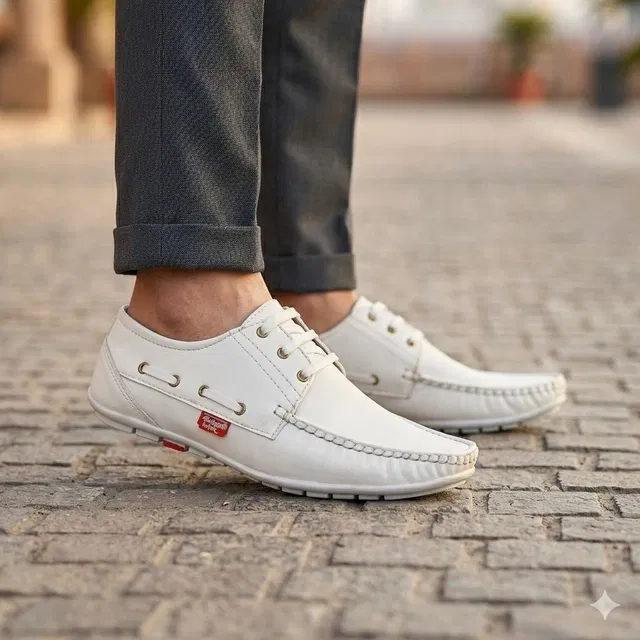 Casual Loafers for Men (White, 8)