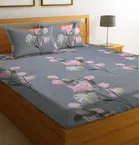 Glace Cotton Elastic Fitted Double Bedsheet with 2 Pillow Covers 