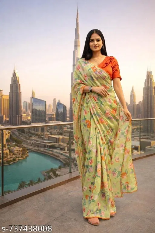 Stylish Georgette Saree for Women (Green)