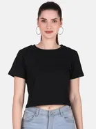 Round Neck Printed Crop T-Shirts for Women & Girls 