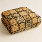 Super Soft Brown Flannel Printed Blanket for Winter 1kg Double Bed Abstract 88x90inch