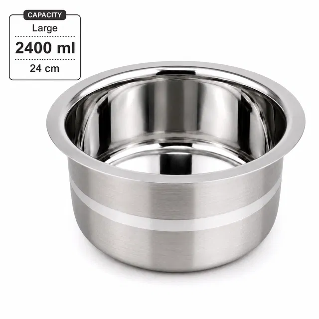 टेराहोम स्टील सिल्वर टच दूध के बर्तन/टोप/पतीला 2400 ml