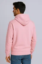 Fleece Printed Hoodie for Men, Pink 