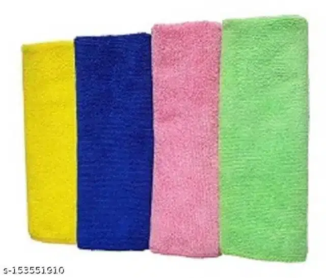 Microfiber Bath Towel (Multicolor, 40x40 cm) (Pack of 4)
