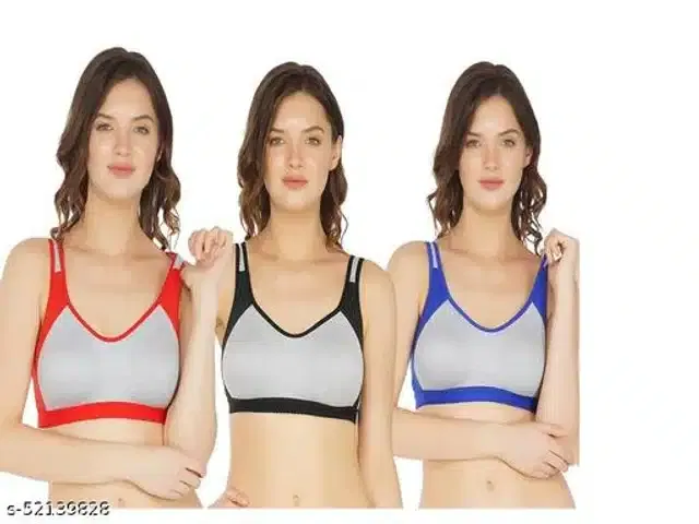 Hosiery Non Padded Bra for Women (Multicolor, 32A) (Pack of 3)