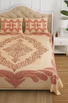 KC Jaipuri Cotton King Bedsheeet Abstract Printed 90x108in Coral