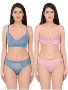 Polycotton Bra with Panty for Women 