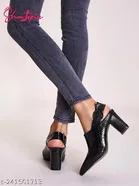 Shoetopia Black Synthetic Pumps Pointed Toe Mules 
