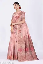 Linen Zari Woven Saree for Women 