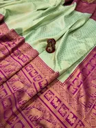 Litchi Silk Zari Woven Saree for Women, Green 