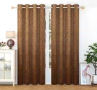 Velvet Printed Window & Door Curtains (Pack of 2) (Brown, 5 feet)