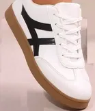 PVC Casual Shoes for Men, White & Brown 