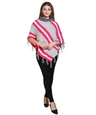 Woolen Self-Design Ponchos for Women (Multicolor, L)