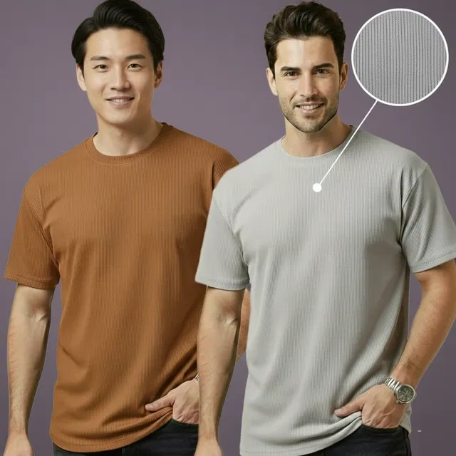 Polyester Round Neck T-shirt for Men, Multicolour, Pack of 2 (M)