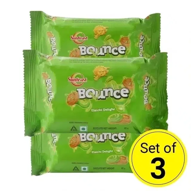 सनफीस्ट बाउंस इलायची क्रीम बिस्किट्स - कुकीज़, 3X56 g पाउच (पैक ऑफ 3)
