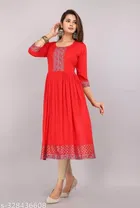 Rayon Embroidered Kurti for Women 