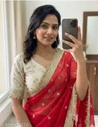 Satin Saree for Women with Embroidery 