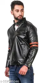 Synthetic Leather Full Sleeves Solid Jacket for Men 