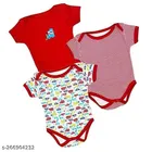 Cotton Rompers for Kids (Red, 3-6 Months)