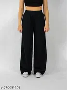 Cotton Blend Solid Trousers for Men, Black 
