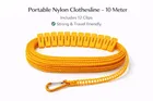 Portable Nylon Rope Clothesline 10 Meter + 12 Clips Orange