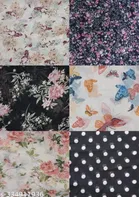 Printed Chiffon Scarves with Tassels for Women, Multicolor, Pack of 6