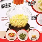 Pallavi Trading Foldable Steam Rinse Deep Frying Basket Stainless Steel Fry French Magic Basket Mesh Basket Strainer Net Fried