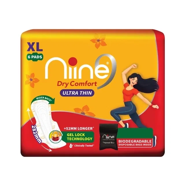 नाइन ड्राई कम्फ़र्ट अल्ट्रा थिन सैनिटरी पैड - XL