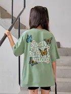 Round Neck Printed T-Shirt for Girls 