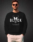 Fleece Printed Sweatshirt for Men, Black 